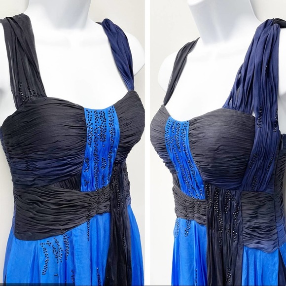 Alberto Makali Ombré Beaded Gown Silk Blue Size 2 - Picture 2 of 16